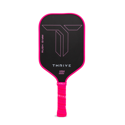 Thrive Pickleball RUSH 13 SINGLES (PINK) Includes Custom Weight Card, Paddle Cover, Paddle Eraser, and Lead Weights. - Mann