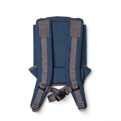 Men's blue and grey ruck plate carrier backpack with adjustable padded straps