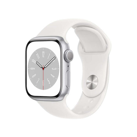 Refurbished Apple Watch Series 8 GPS, 41mm Silver Aluminum Case with White Sport Band