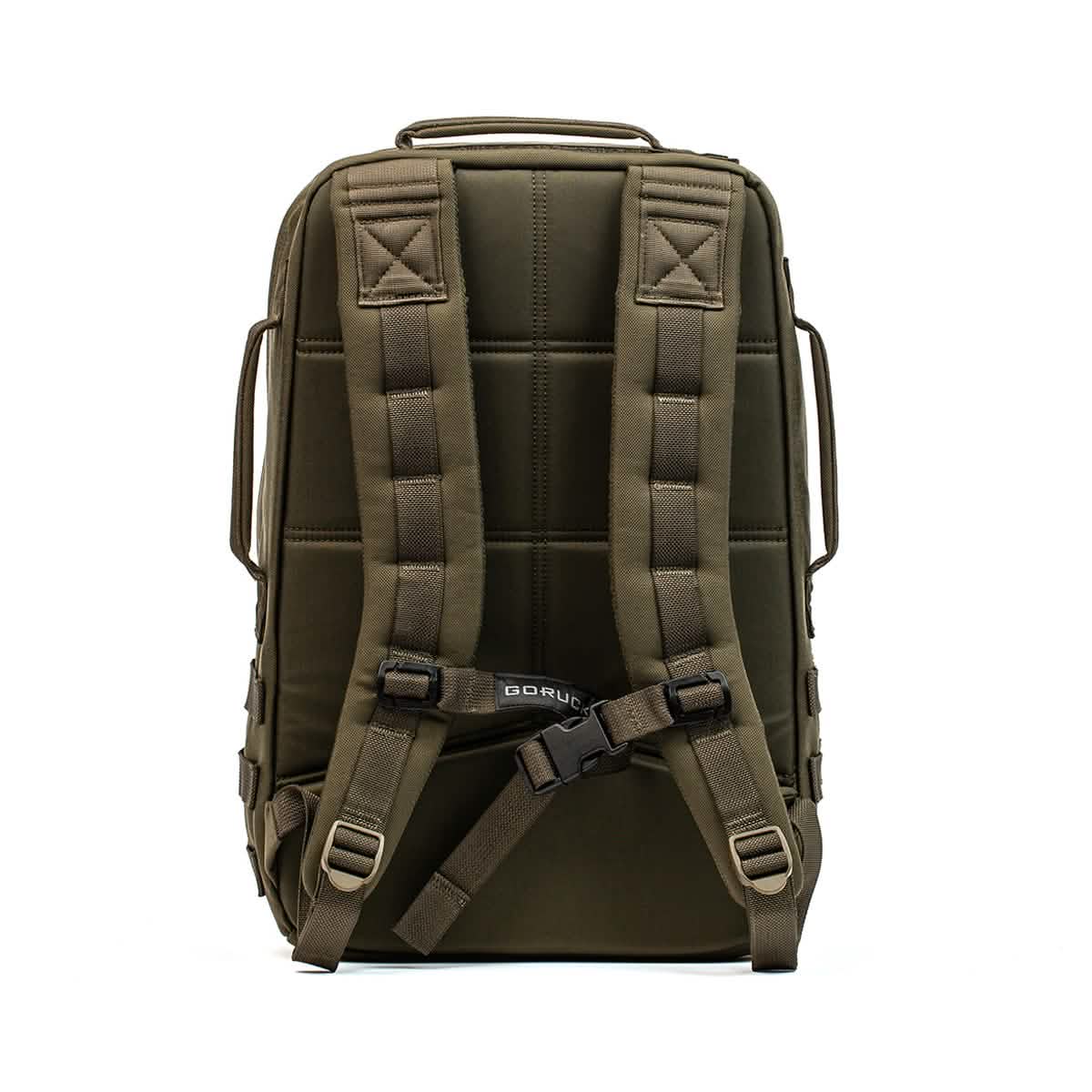 Ranger green GORUCK 20L backpack with padded straps, featured on MANN men’s marketplace