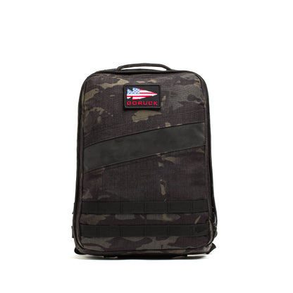 GORUCK Rucker 4.0 15L black multicam backpack with American flag patch for men