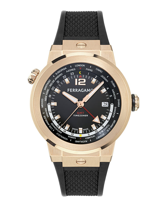Ferragamo F-80 GMT Worldtime Silicone Watch