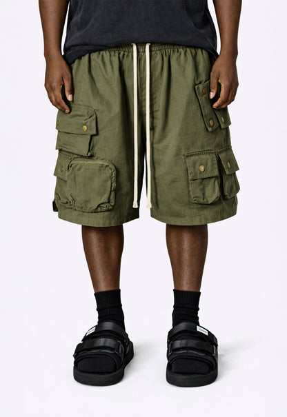 UNDEVELOPED Olive Multi Cargo Shorts