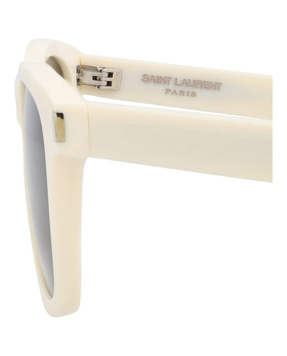 Saint Laurent Square-Frame Recycled Acetate Sunglasses 'Ivory/Grey'