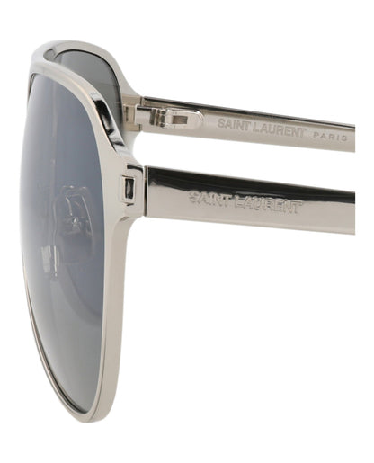 Saint Laurent Aviator-Frame Metal Sunglasses 'Grey/Silver'