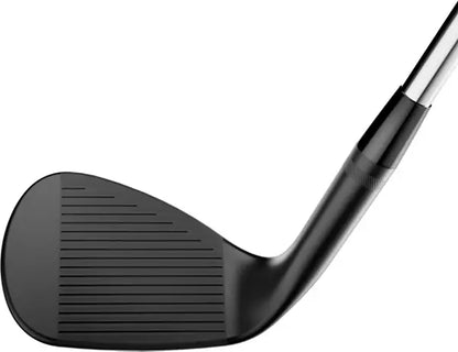 Close-up of a black golf wedge club with a chrome shaft, featured on Mann men's marketplace