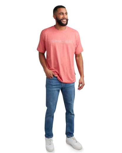 Size S Spyder Short Sleeve Wordmark Tee - Spyder Red