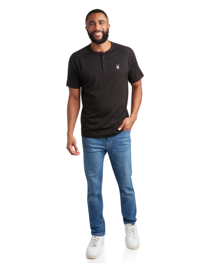 Size S Spyder Short Sleeve Henley - Black