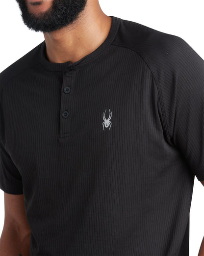 Size S Spyder Short Sleeve Henley - Black