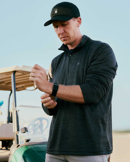 Spyder Long Sleeve Honeycomb Quarter Zip - Heather Black