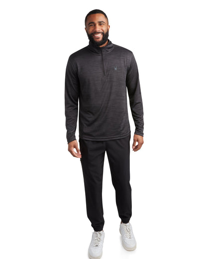 Spyder Long Sleeve Honeycomb Quarter Zip - Heather Black