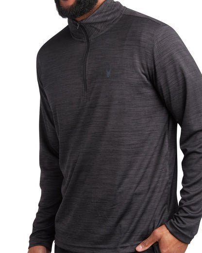 Spyder Long Sleeve Honeycomb Quarter Zip - Heather Black