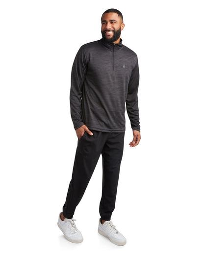 Spyder Long Sleeve Honeycomb Quarter Zip - Heather Black
