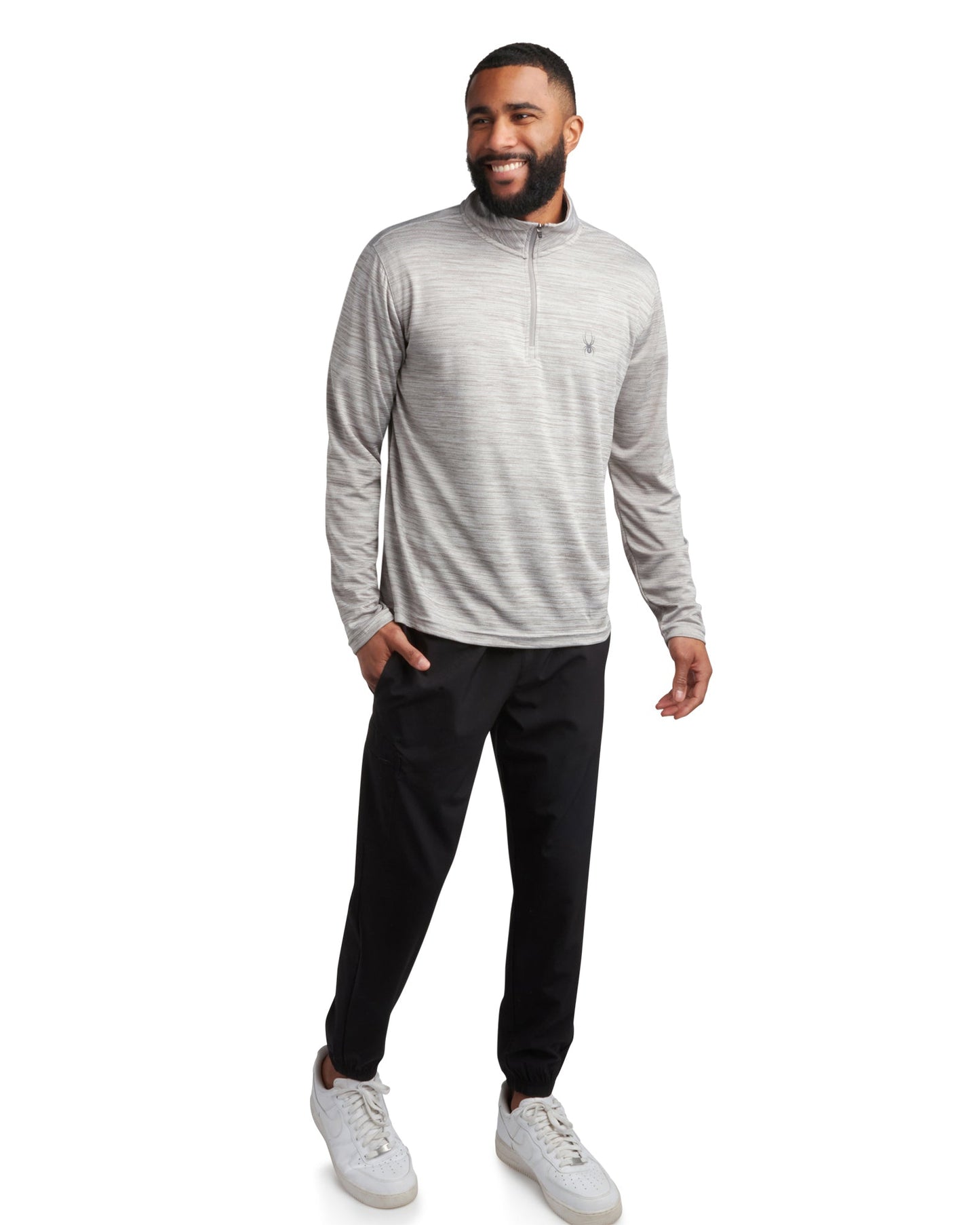 Spyder Long Sleeve Honeycomb Quarter Zip - Heather Grey