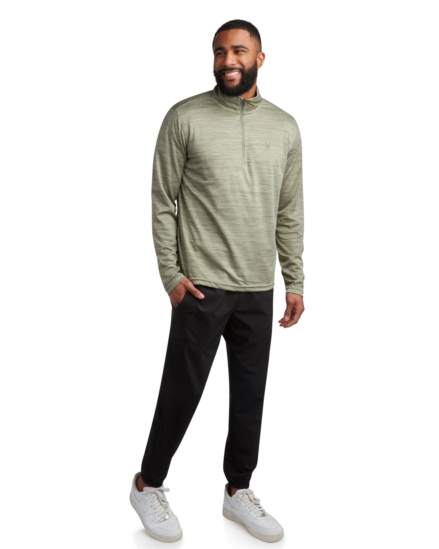 Spyder Long Sleeve Honeycomb Quarter Zip - Spruce Green