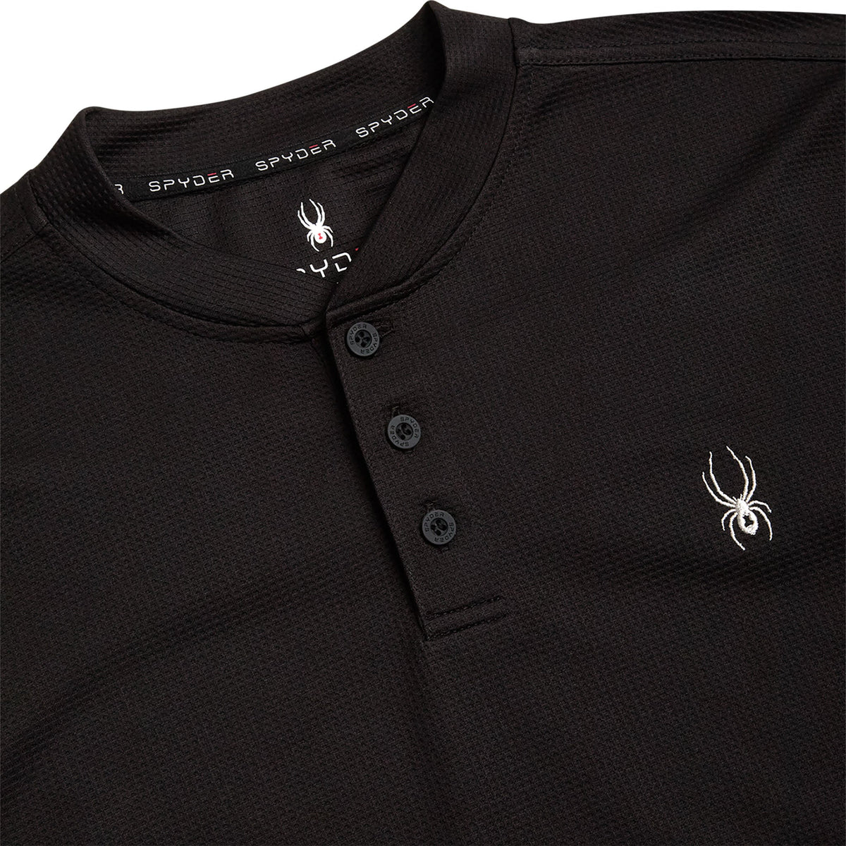 Size L Spyder Long Sleeve Thermal Henley - Black