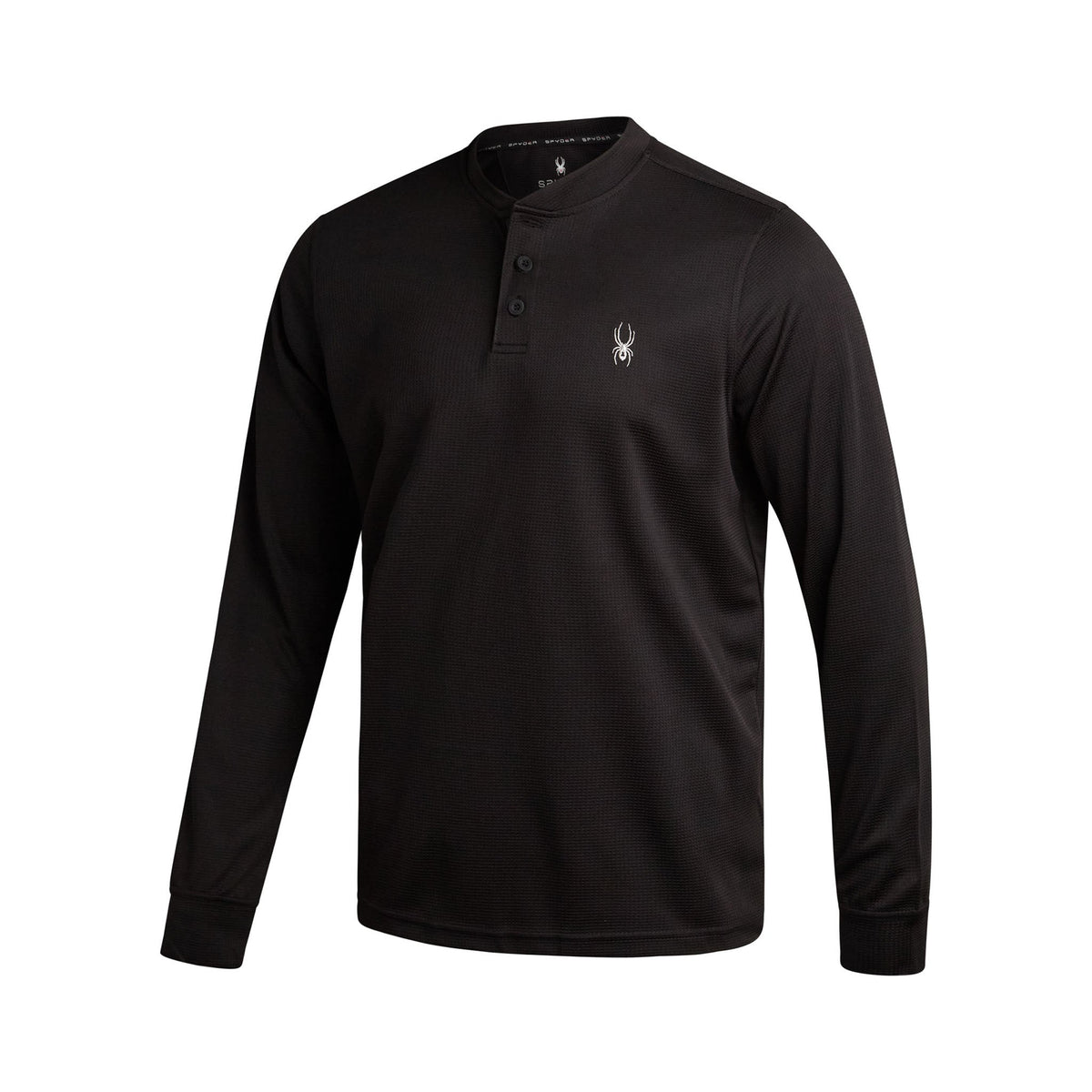 Size L Spyder Long Sleeve Thermal Henley - Black