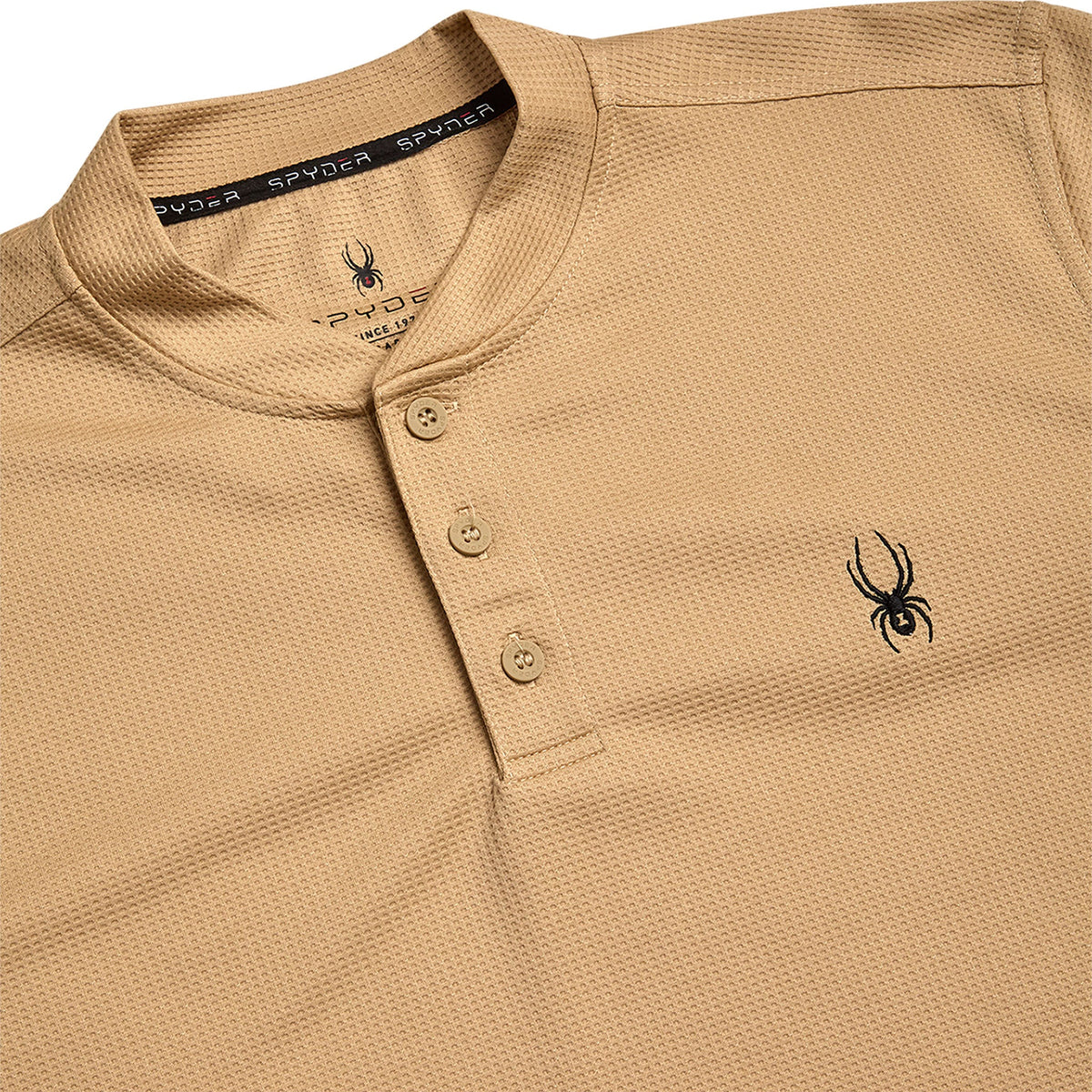 Size S Spyder Long Sleeve Thermal Henley - Sand