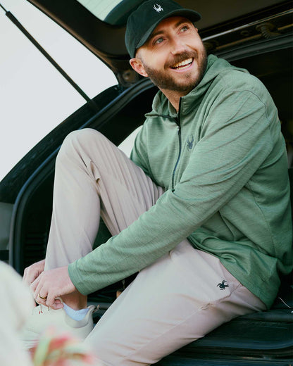 Size M Spyder Knit Half Zip - Spruce Green