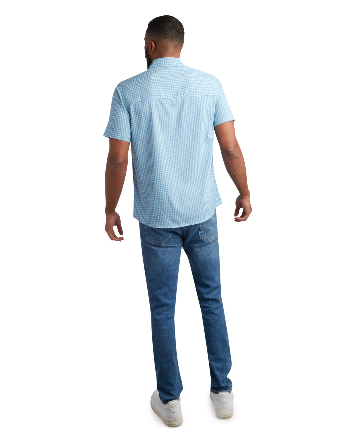 Size M Short Sleeve Mini Check - Cobalt