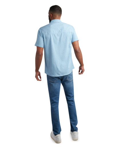 Size M Short Sleeve Mini Check - Cobalt