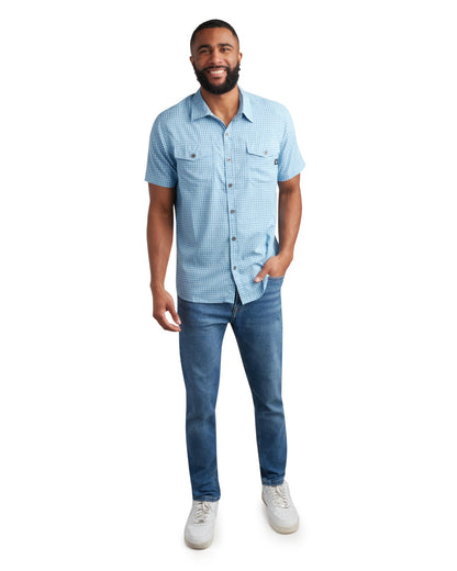 Size M Short Sleeve Mini Check - Cobalt