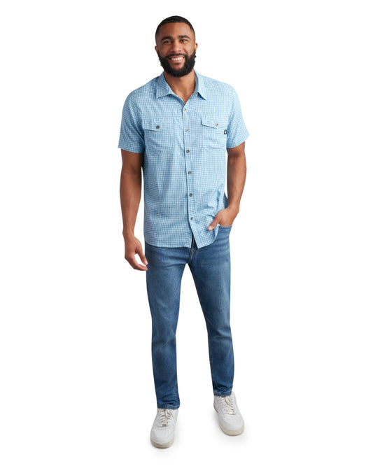 Size M Short Sleeve Mini Check - Cobalt