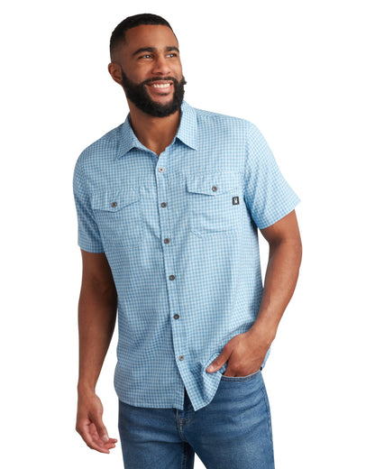 Size M Short Sleeve Mini Check - Cobalt