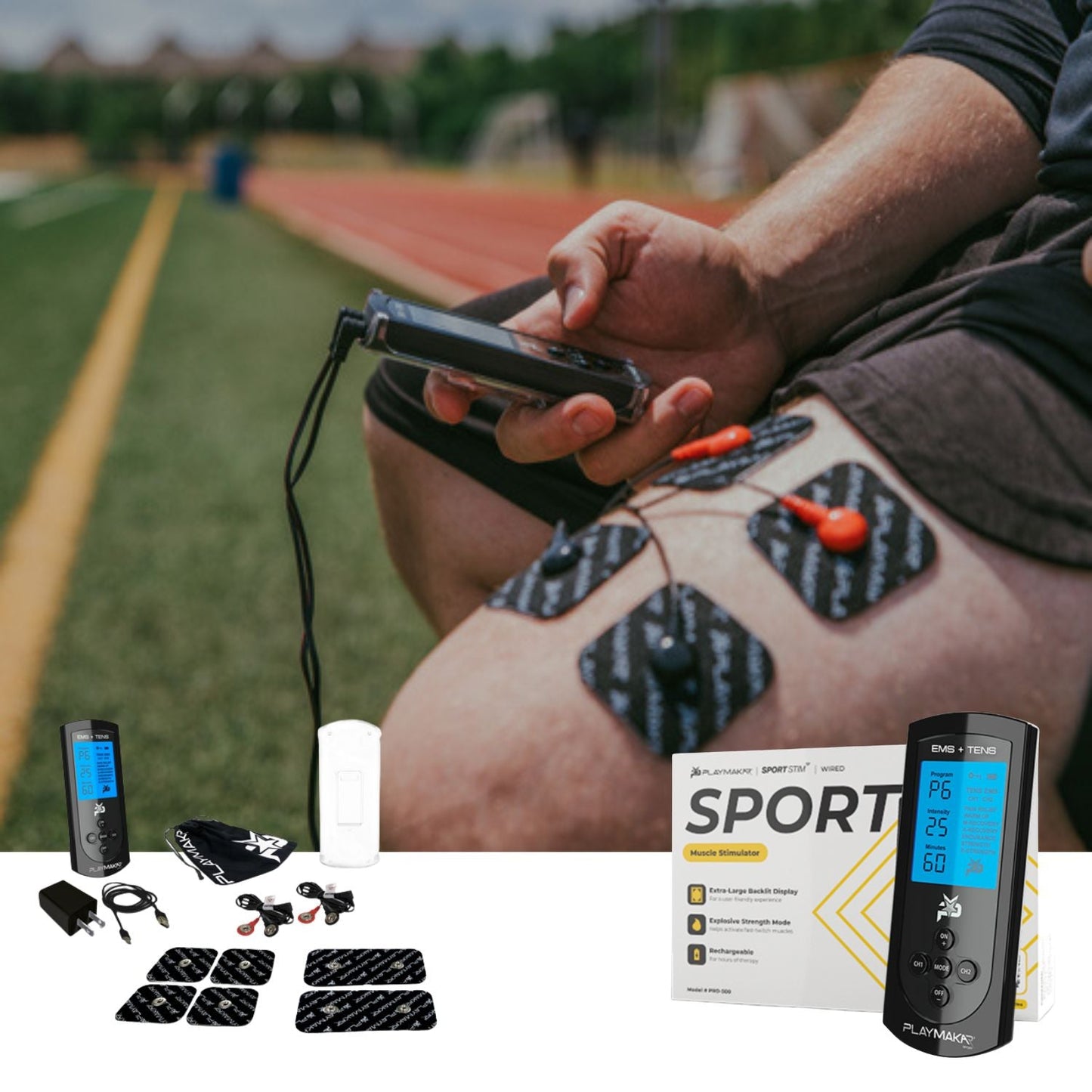 PlayMakar SPORT TENS + EMS Muscle Stimulator