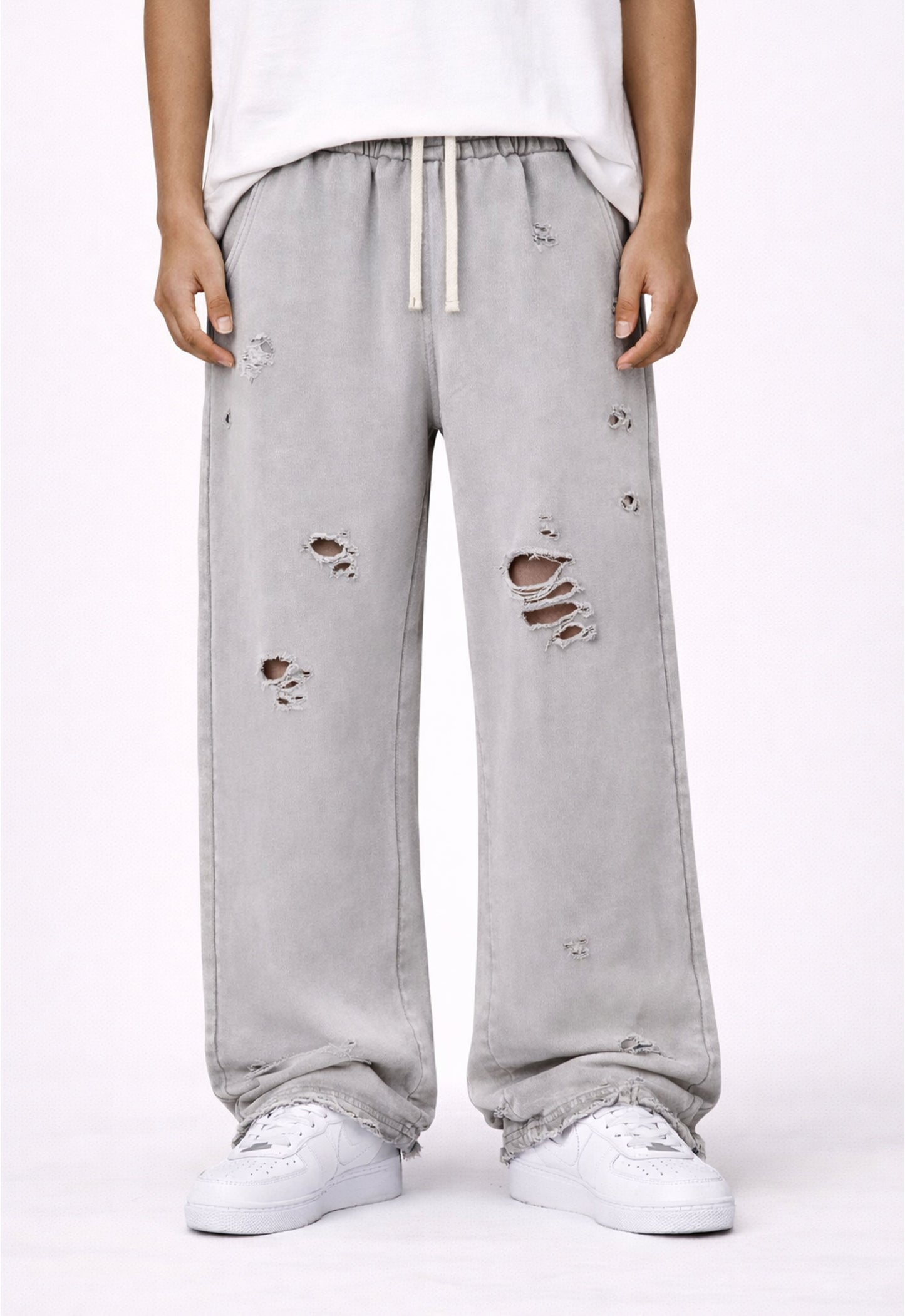 UNDEVELOPED Grey Destroyed Sweatpants