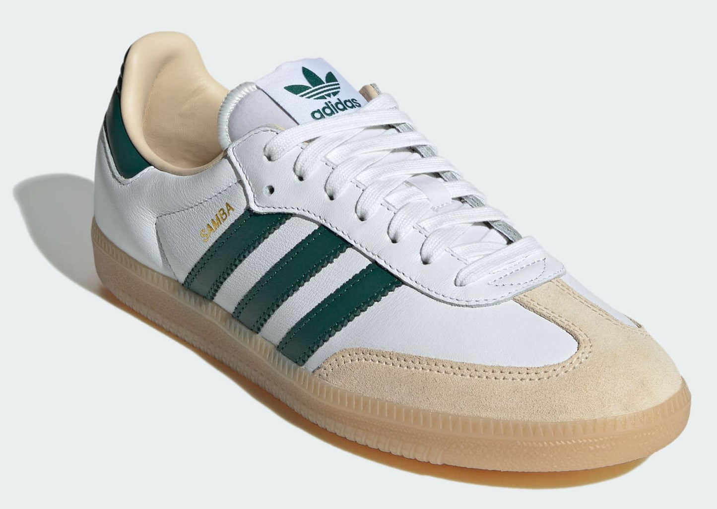 Size 9.5M Adidas Samba OG ‘Cloud White/Collegiate Green/Gum’