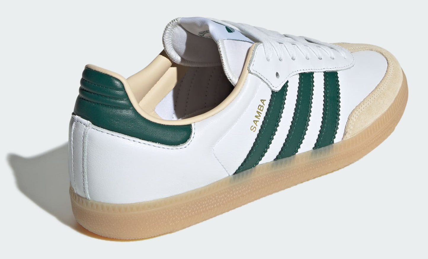 Size 9.5M Adidas Samba OG ‘Cloud White/Collegiate Green/Gum’