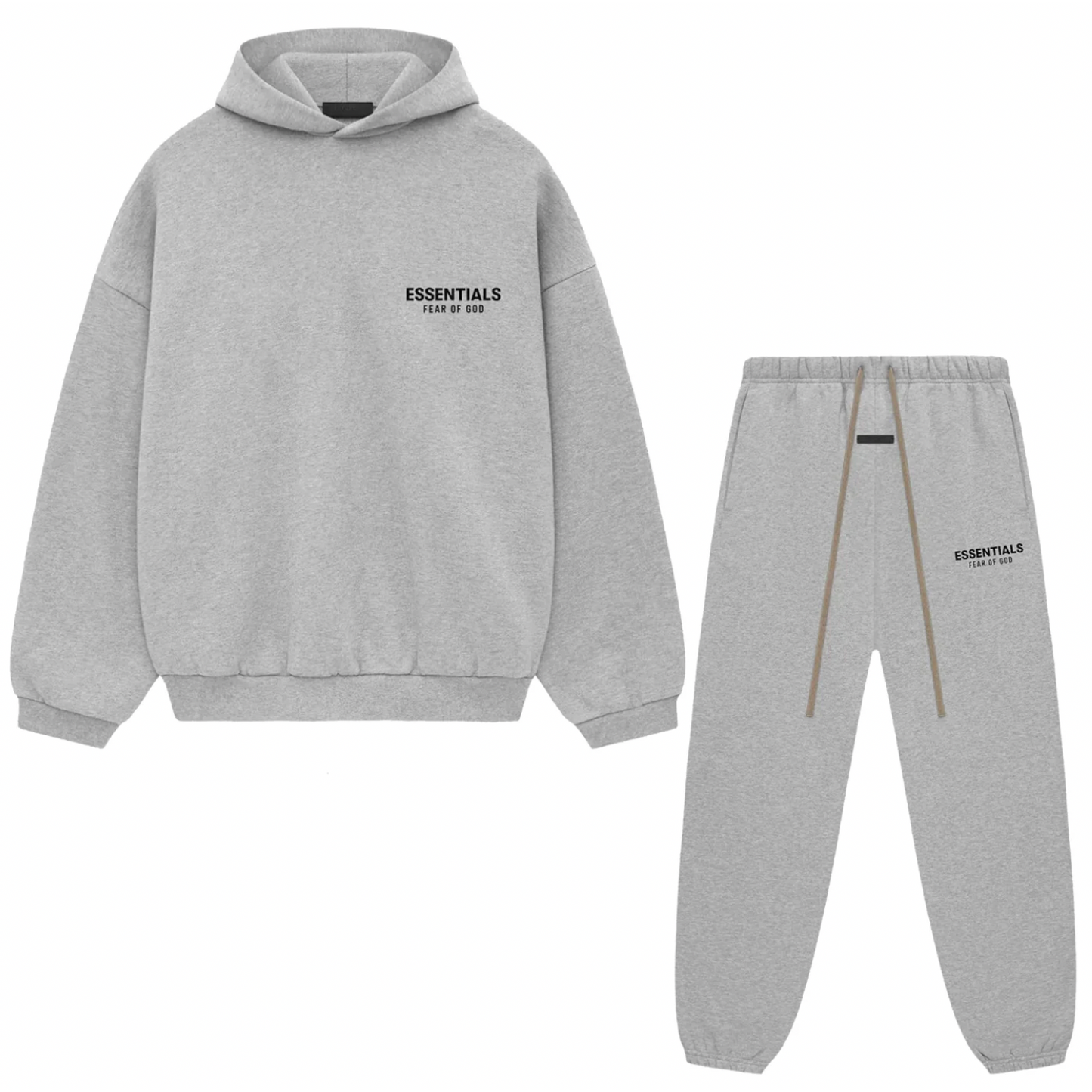 Fear of God Essentials Fleece Sweatsuit FW24 Light Heather Gray FULL SET - Mann