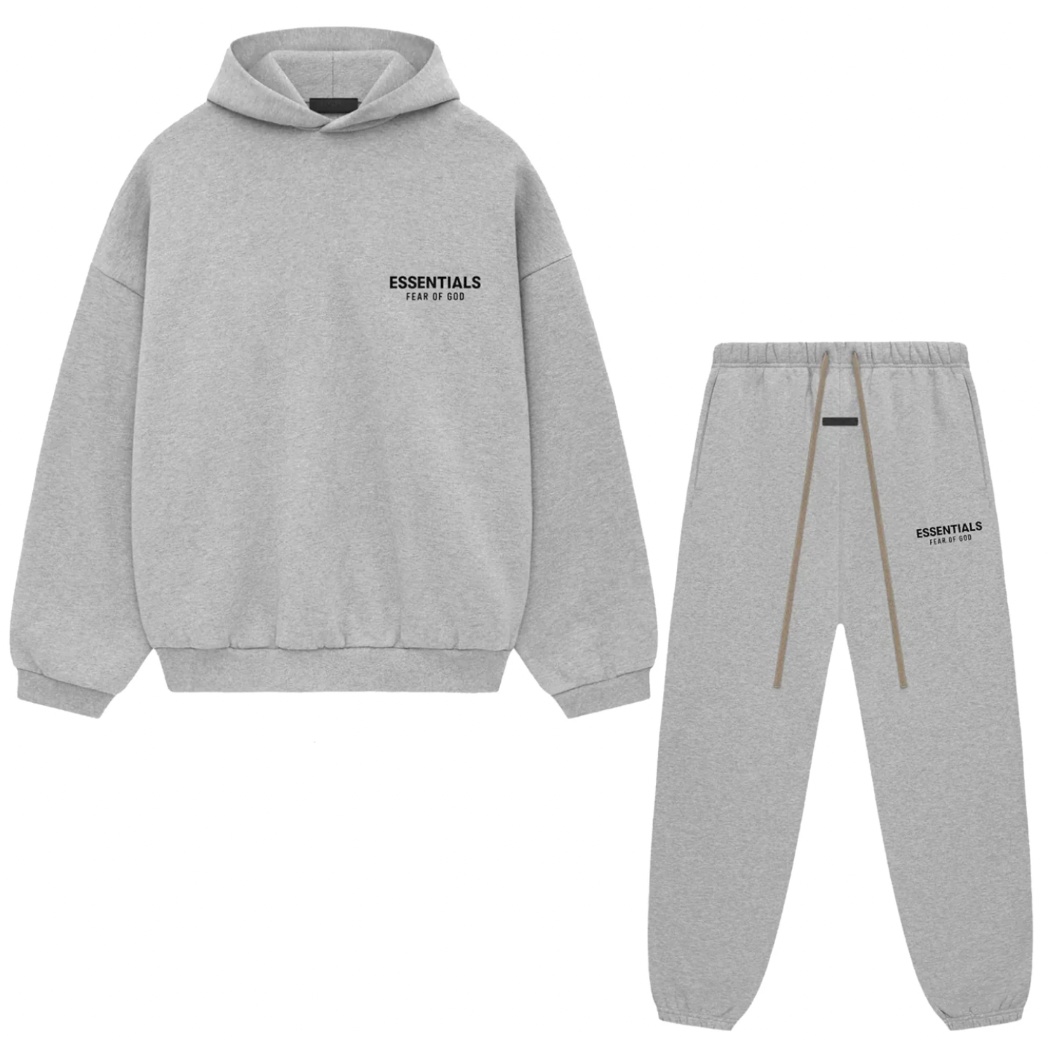Fear of God Essentials Fleece Sweatsuit FW24 Light Heather Gray FULL SET - Mann