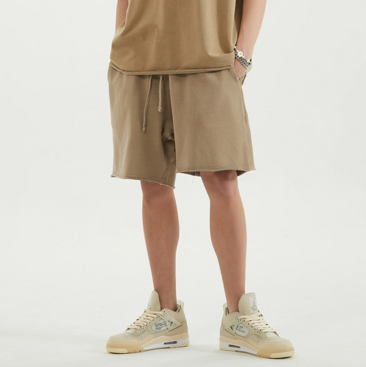 Luetti 1980 Raw Hem Oversized Sweatshorts [Khaki] - Mann