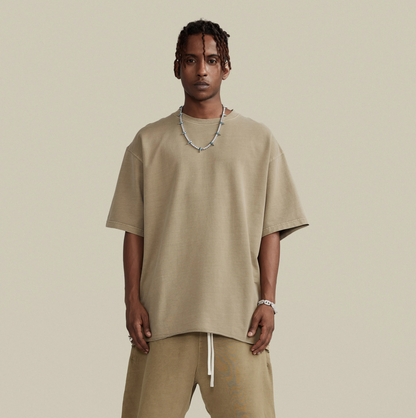 Luetti 1980 Raw Hem Oversized T-shirt [Khaki] - Mann