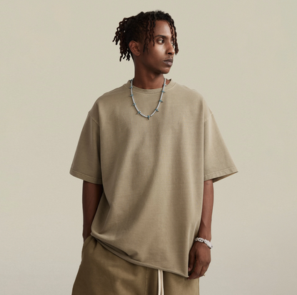 Luetti 1980 Raw Hem Oversized T-shirt [Khaki] - Mann
