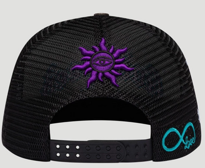 Godspeed Forever Trucker Hat (White/Black/Purple) - Mann