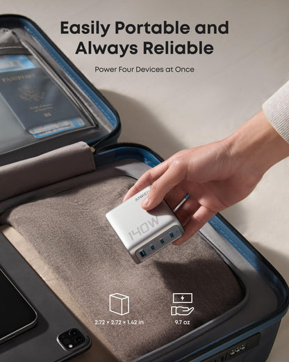 Anker Charger (140W, 4-Port, PD 3.1) with USB-C Cable - Mann