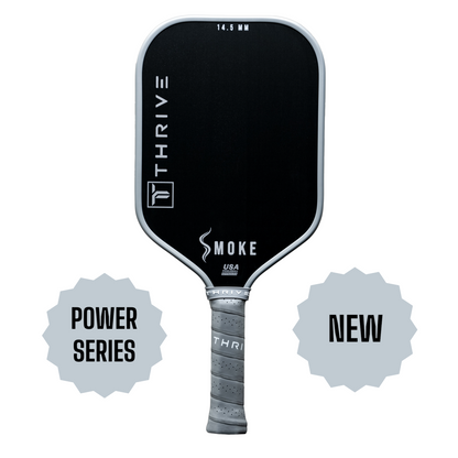 Thrive Pickleball SMOKE 14.5 MM (POWER SERIES) Includes Head Cover, Lead Weights, Paddle Eraser, Key Chain, Sticker, and Weight Card. (RECOMMENDED SWING WEIGHT *120*) - Mann