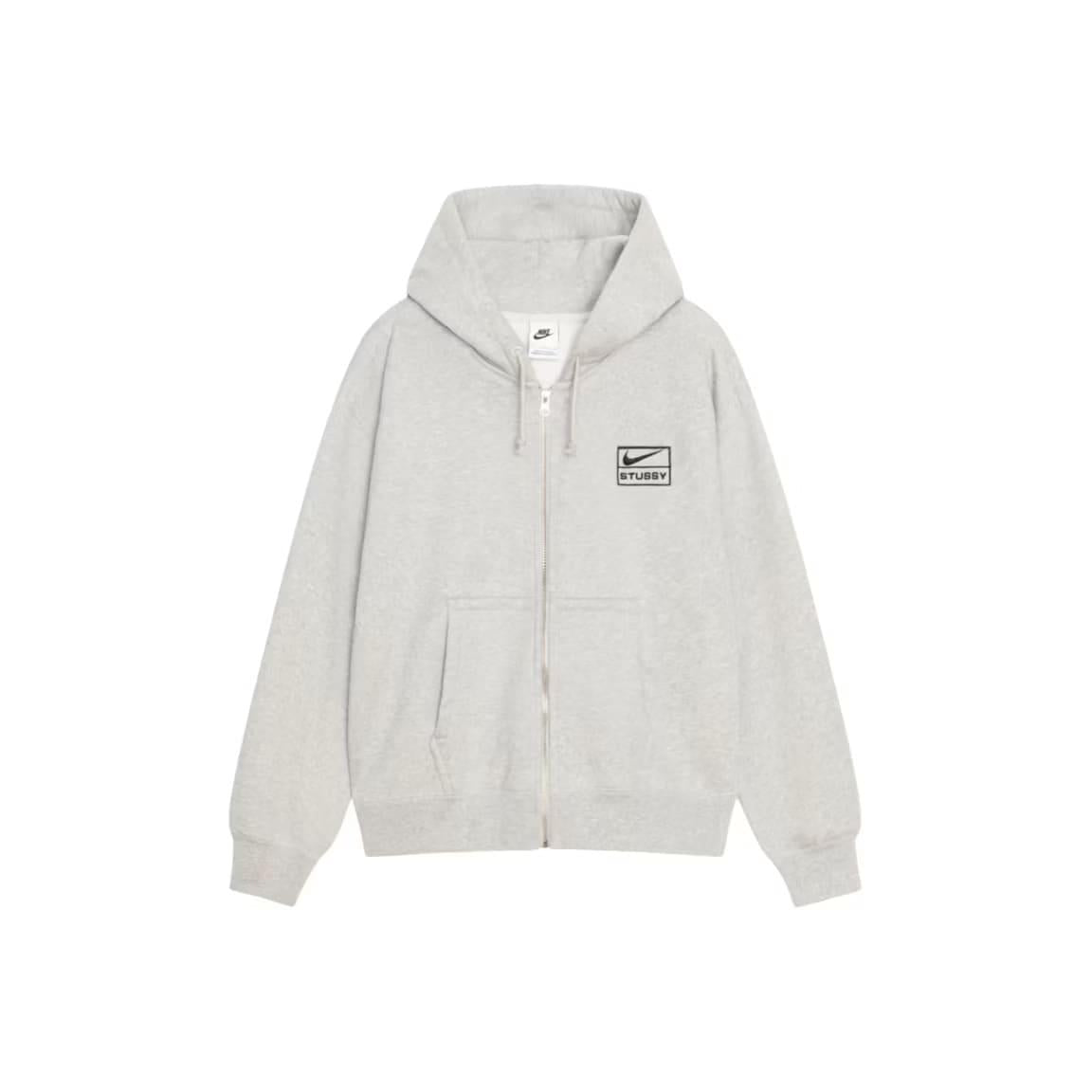 Stüssy x Nike Fleece Zip Hoodie (FW25) Grey Heather - Mann