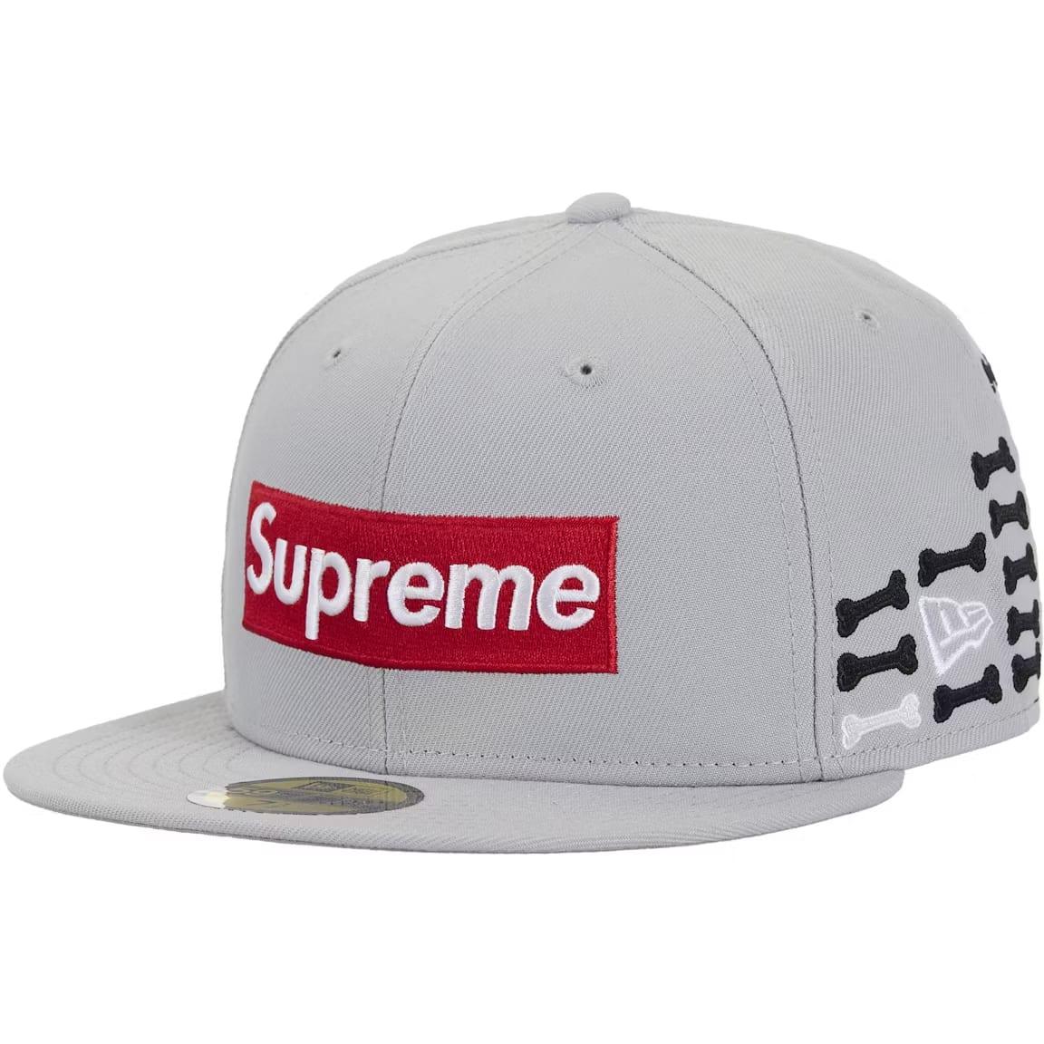 Supreme Bones Box Logo New Era 59Fifty Fitted Hat Grey - Mann