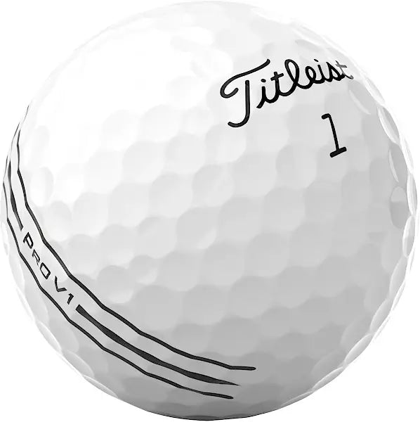 Titleist Pro V1 golf ball with number 1, white and dimpled, for men’s sports gear