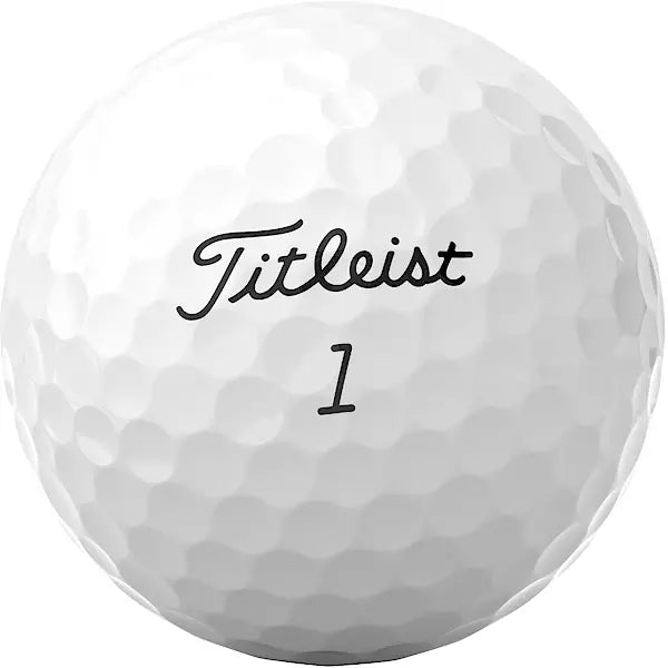 Titleist white golf ball with number 1, close-up product image for men's lifestyle