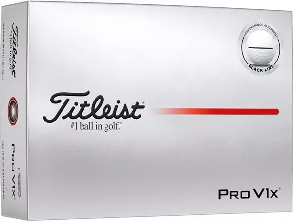 Titleist Pro V1x golf balls box with sleek white packaging, featured on Mann men's marketplace