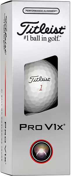 Titleist Pro V1x golf ball sleeve in silver packaging, premium men's golf gear