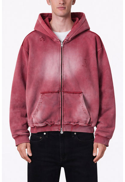 UNDEVELOPED Rose Distressed Zip Hoodie