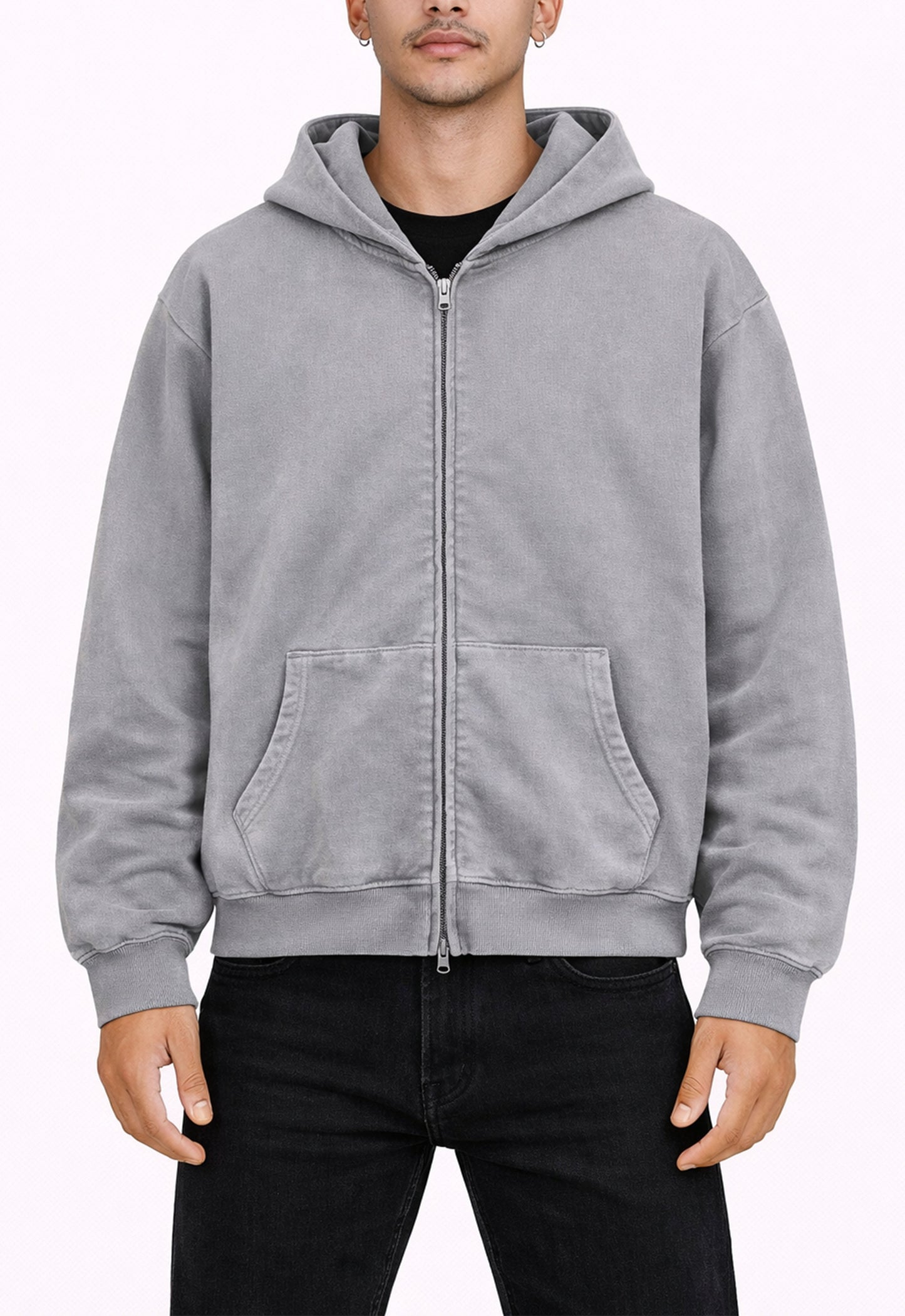 UNDEVELOPED Stone Vintage Wash Zip Hoodie