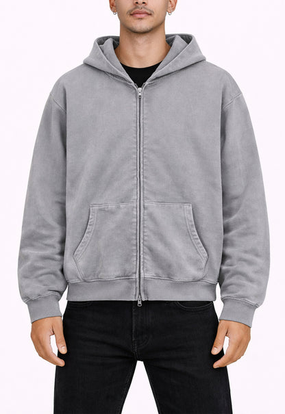 UNDEVELOPED Stone Vintage Wash Zip Hoodie