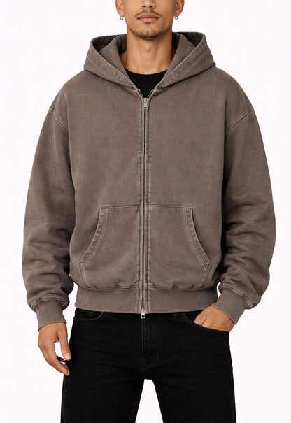 UNDEVELOPED Brown Vintage Wash Zip Hoodie